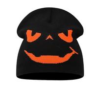Divertido Gorro de Punto Jacquard con Calavera de Calabaza de Halloween, Gorro de Lana cálido for Festival, for otoño e Invierno(Bstyleblack Orange)