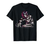 Divertido Gótico Chica Boop En La Nariz del Gato Punk Grunge EMO Esqueleto Camiseta