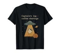 Divertido gráfico alienígena de ovnis con escasez de café de Captain's Log Camiseta