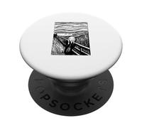 Divertido gráfico artístico de Edvard Munch Scream Lino PopSockets PopGrip Adhesivo