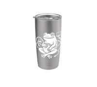 Divertido gráfico de animales con forma de rana que trabaja desde casa, humor, trabajo remoto Vaso térmico de acero inoxidable de doble pared
