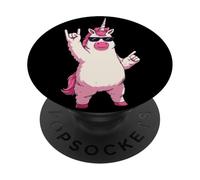 Divertido gráfico de Animales de fantasía con Forma de Unicornio, Rock on, Mano Rosa PopSockets PopGrip Adhesivo