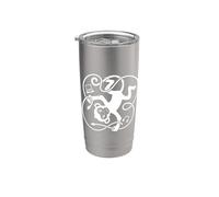 Divertido gráfico de animales para trabajo remoto con forma de mono que trabaja desde casa Vaso térmico de acero inoxidable de doble pared