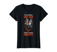 Divertido gráfico de Citas de Lobo de Pelo Gris Camiseta gráfica económica, Mujer, Negro, XL