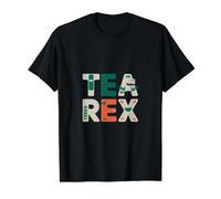 Divertido gráfico de Dinosaurio Tea Rex Camiseta gráfica económica, Hombre, Negro, L
