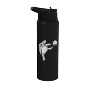 Divertido gráfico de fútbol Turtle Beach Sea Roll para hombres Stainless Steel Insulated Water Bottle
