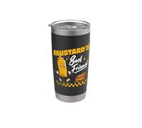 Divertido gráfico de hot dog Mustard Best Friend, estilo vintage Vaso térmico de acero inoxidable de doble pared