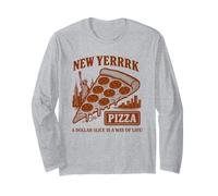 Divertido gráfico de pizza de la ciudad de Nueva York de estilo retro "New Yerrrk" Manga Larga