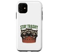Divertido gráfico de Stay Trashy 3 Raccoons In A Trash Can Carcasa para iPhone 11
