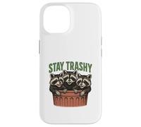 Divertido gráfico de Stay Trashy 3 Raccoons In A Trash Can Carcasa para iPhone 14