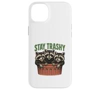 Divertido gráfico de Stay Trashy 3 Raccoons In A Trash Can Carcasa para iPhone 14 Plus