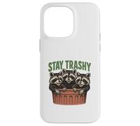 Divertido gráfico de Stay Trashy 3 Raccoons In A Trash Can Carcasa para iPhone 14 Pro Max
