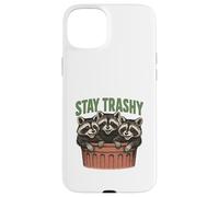Divertido gráfico de Stay Trashy 3 Raccoons In A Trash Can Carcasa para iPhone 15 Plus