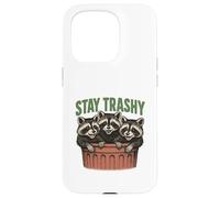 Divertido gráfico de Stay Trashy 3 Raccoons In A Trash Can Carcasa para iPhone 15 Pro