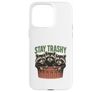 Divertido gráfico de Stay Trashy 3 Raccoons In A Trash Can Carcasa para iPhone 15 Pro Max