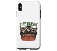 Divertido gráfico de Stay Trashy 3 Raccoons In A Trash Can Carcasa para iPhone XS Max