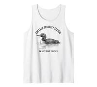 Divertido gráfico del Sistema de Seguridad de la cabaña con el pájaro Loon Camiseta sin Mangas