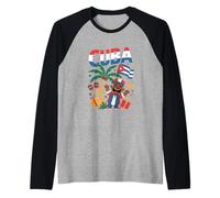 Divertido gráfico Festivo Tropical de celebración de Cuba Camiseta Manga Raglan