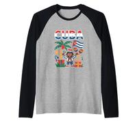Divertido gráfico Festivo Tropical de celebración de Cuba Camiseta Manga Raglan