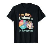 Divertido gráfico Retro de arcoíris con la Frase «I'm 99% Unicorn 1%» Camiseta