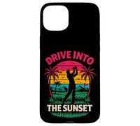 Divertido gráfico Retro de Golf Drive Into The Sunset Carcasa para iPhone 15 Plus