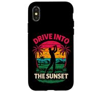 Divertido gráfico Retro de Golf Drive Into The Sunset Carcasa para iPhone X/XS