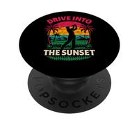 Divertido gráfico Retro de Golf Drive Into The Sunset PopSockets PopGrip Adhesivo