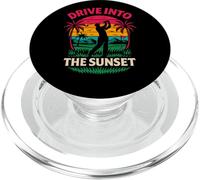 Divertido gráfico Retro de Golf Drive Into The Sunset PopSockets PopGrip para MagSafe