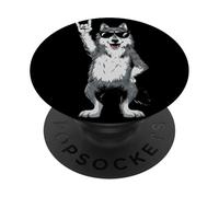 Divertido gráfico Siberiano de Husky Rock On, Amante de los Perros PopSockets PopGrip Adhesivo