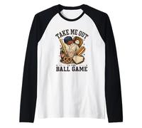 Divertido gráfico Vintage de béisbol Take Me out to The Ball Game Camiseta Manga Raglan