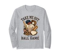 Divertido gráfico Vintage de béisbol Take Me out to The Ball Game Manga Larga