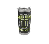 Divertido Green Thumb University Vintage Varsity Plant Lover Vaso térmico de acero inoxidable de doble pared