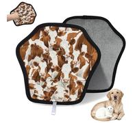 Divertido guante de depilación de mascotas con estampado de vaca para gatos y perros, reutilizables, electrostáticos, herramienta de cepillo para sofá, ropa, alfombra, muebles, asiento de coche