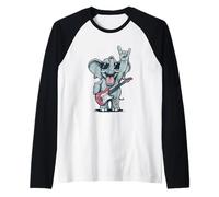 Divertido Guitarrista de Elefante Rock diseño Retro Tonos geniales Camiseta Manga Raglan