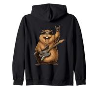 Divertido Guitarrista de Rock Castor diseño Retro Sudadera con Capucha
