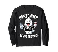 Divertido Halloween Bartender Ghost I Serve The Boos Mujeres Hombres Manga Larga