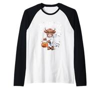 Divertido Halloween de Vacas de Las Tierras Altas, me Refiero a Boo Ghost Camiseta Manga Raglan