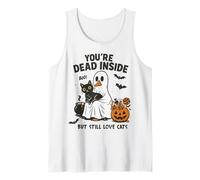 Divertido Halloween ganso fantasma muerto dentro amor gatos mamá papá Camiseta sin Mangas