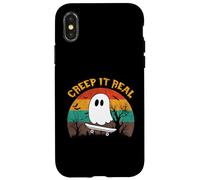 Divertido Halloween Ghost Skateboard Vintage Retro Creep it Real Carcasa para iPhone X/XS