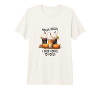Divertido Halloween Hocus Pocus Necesito Café para Enfocarse Barista Camiseta Premium