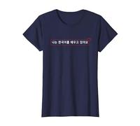 Divertido Hangul Hanguk Idioma Coreano Kdrama KPOP Lover Fan Camiseta, Mujer, Azul Marino, XXL