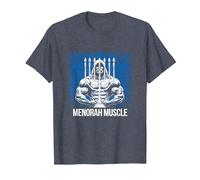 Divertido Hanukkah Jewish Gym Workout Menorah Muscle Camiseta, Hombre, Azul Jaspeado, 4XL