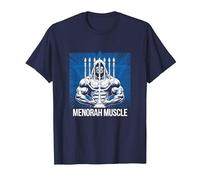 Divertido Hanukkah Jewish Gym Workout Menorah Muscle Camiseta, Hombre, Azul Marino, 4XL