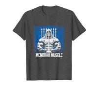 Divertido Hanukkah Jewish Gym Workout Menorah Muscle Camiseta, Hombre, Jaspeado Oscuro, 4XL