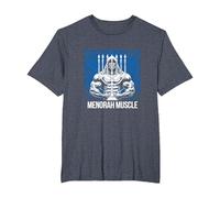 Divertido Hanukkah Jewish Gym Workout Menorah Muscle Camiseta, Hombre Tallas Grandes, Azul Jaspeado, 4X Alto