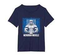Divertido Hanukkah Jewish Gym Workout Menorah Muscle Camiseta, Mujer Tallas Grandes, Azul Marino, 4XL Grande