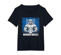 Divertido Hanukkah Jewish Gym Workout Menorah Muscle Camiseta, Mujer Tallas Grandes, Negro, 4XL Grande