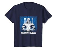 Divertido Hanukkah Jewish Gym Workout Menorah Muscle Camiseta, Niños, Azul Marino, 4 años