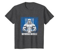 Divertido Hanukkah Jewish Gym Workout Menorah Muscle Camiseta, Niños, Jaspeado Oscuro, 4 años