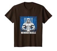 Divertido Hanukkah Jewish Gym Workout Menorah Muscle Camiseta, Niños, Marrón, 4 años